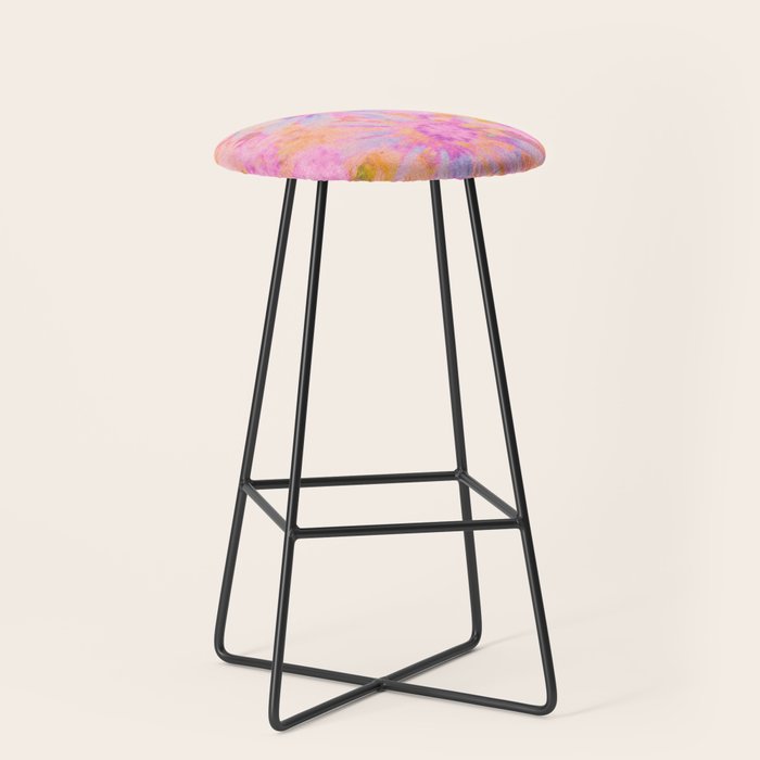 far out! pink floral tie dye Stool Gallery Image 1