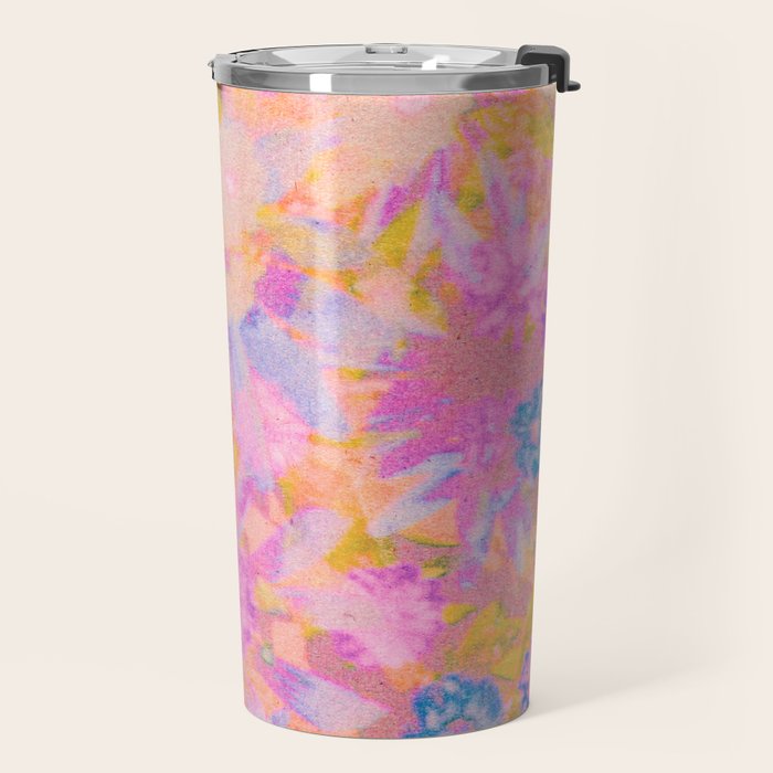 far out! pink floral tie dye Travel Mug Gallery Image 2