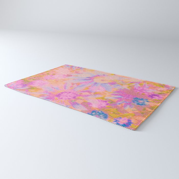 far out! pink floral tie dye Rug Gallery Image 3