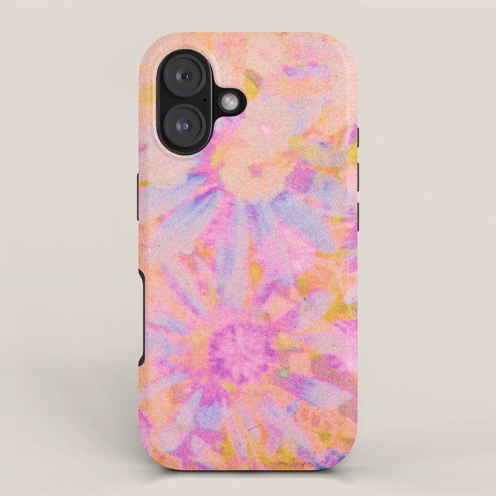 far out! pink floral tie dye iPhone Case Gallery Image 1