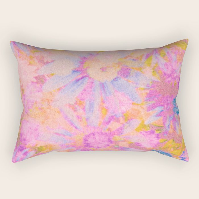 far out! pink floral tie dye Rectangular Pillow Gallery Image 2