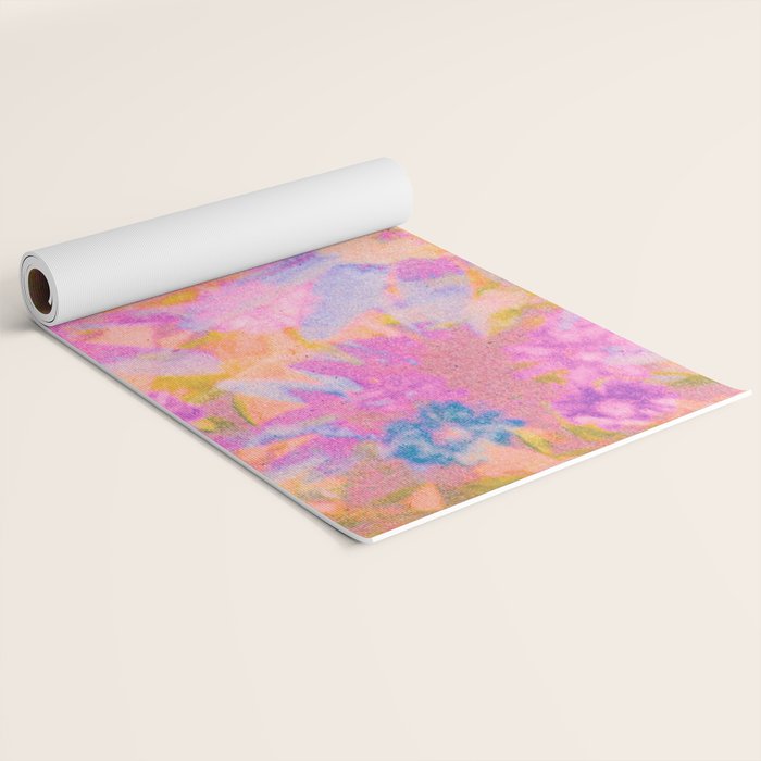 far out! pink floral tie dye Yoga Mat Gallery Image 2