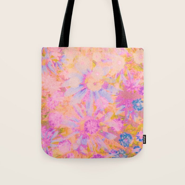 far out! pink floral tie dye Tote Bag Gallery Image 1
