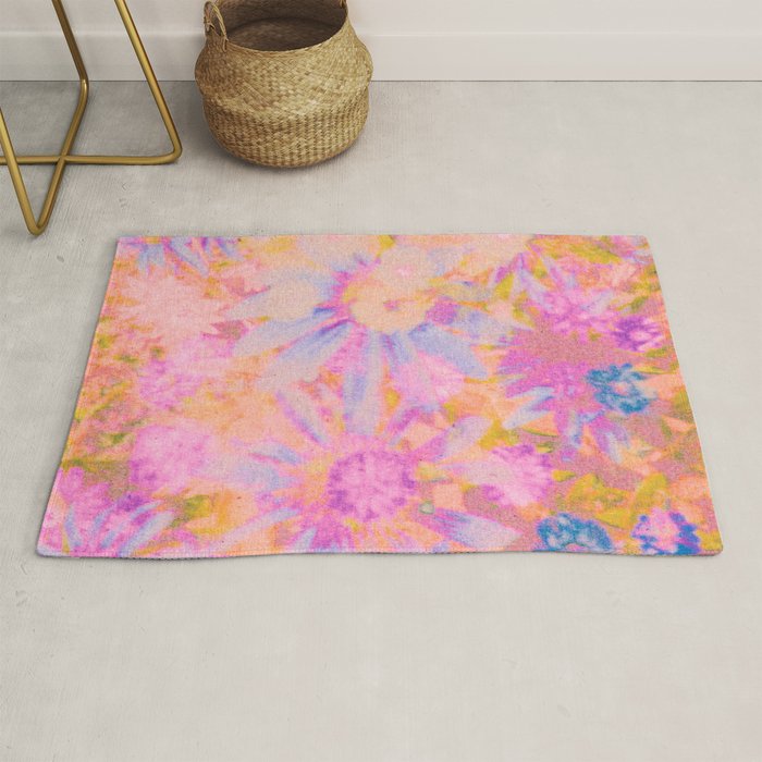far out! pink floral tie dye Rug Gallery Image 1
