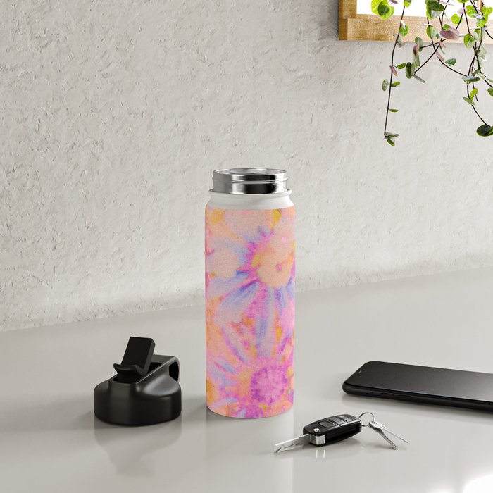 far out! pink floral tie dye Water Bottle Gallery Image 4