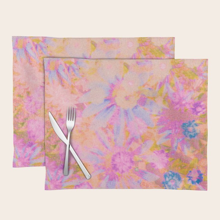 far out! pink floral tie dye Placemat Gallery Image 1