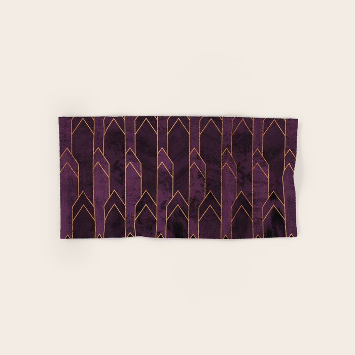 Pretty Purple Plum Geo Crystals Bath Towel Gallery Image 1