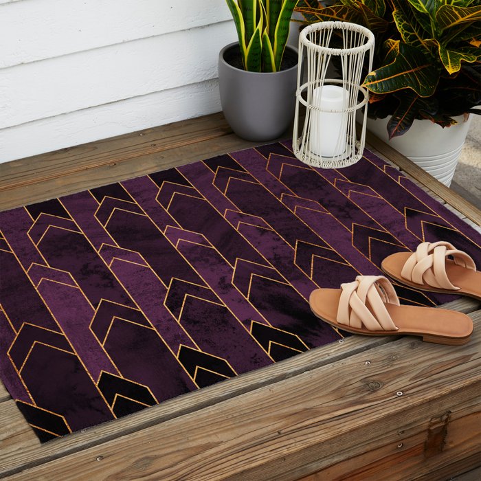 Pretty Purple Plum Geo Crystals Outdoor Rug Gallery Image 2