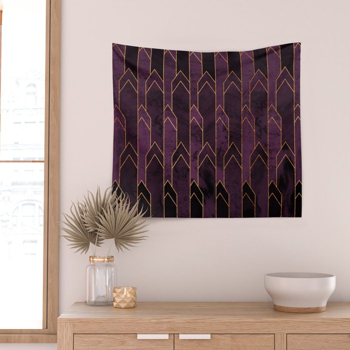 Pretty Purple Plum Geo Crystals Wall Tapestry Gallery Image 2