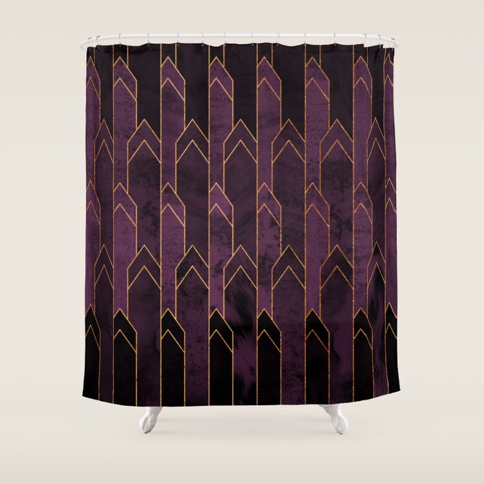 Pretty Purple Plum Geo Crystals Shower Curtain Gallery Image 1