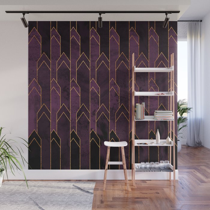 Pretty Purple Plum Geo Crystals Wall Mural