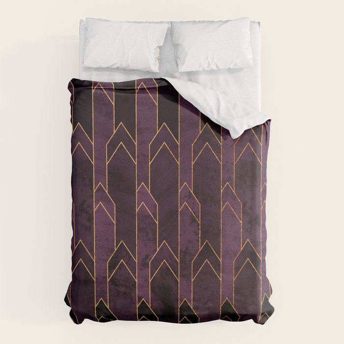 Pretty Purple Plum Geo Crystals Duvet Cover