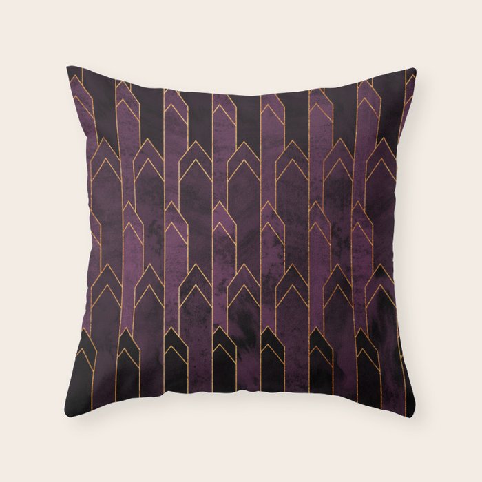 Pretty Purple Plum Geo Crystals Throw Pillow Gallery Image 6