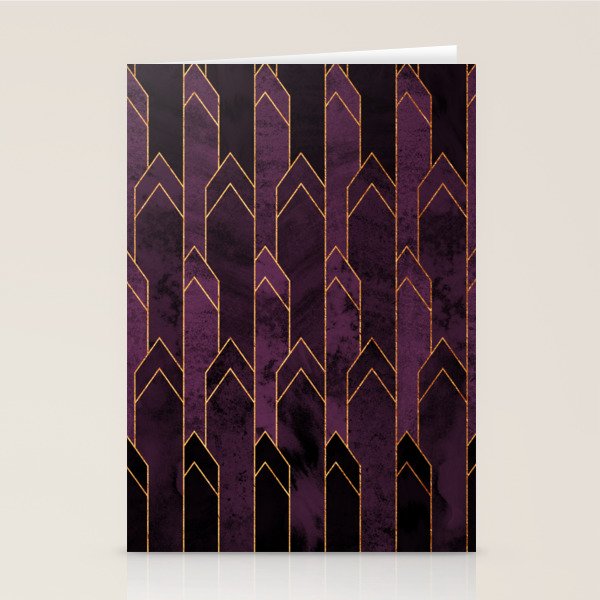 Pretty Purple Plum Geo Crystals Stationery Card Gallery Image 2