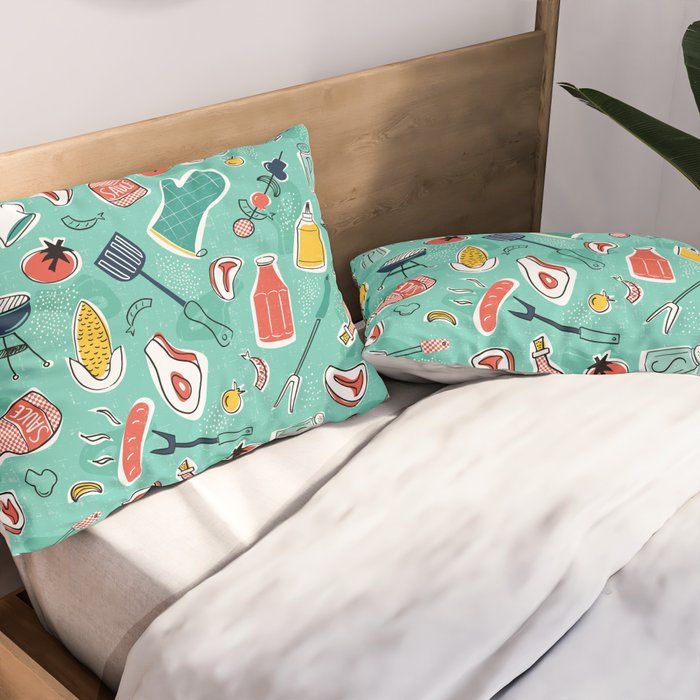 Backyard BBQ Aqua Pillow Sham Gallery Image 2