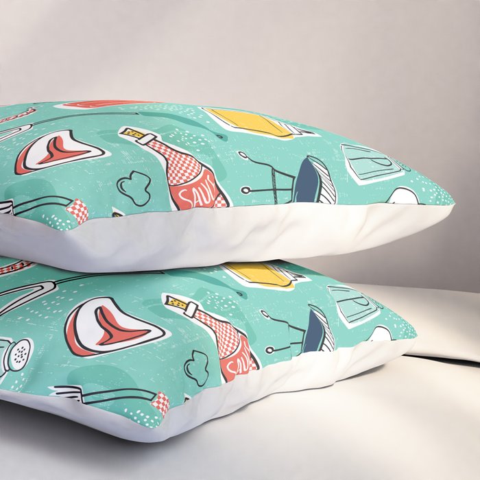 Backyard BBQ Aqua Pillow Sham Gallery Image 3