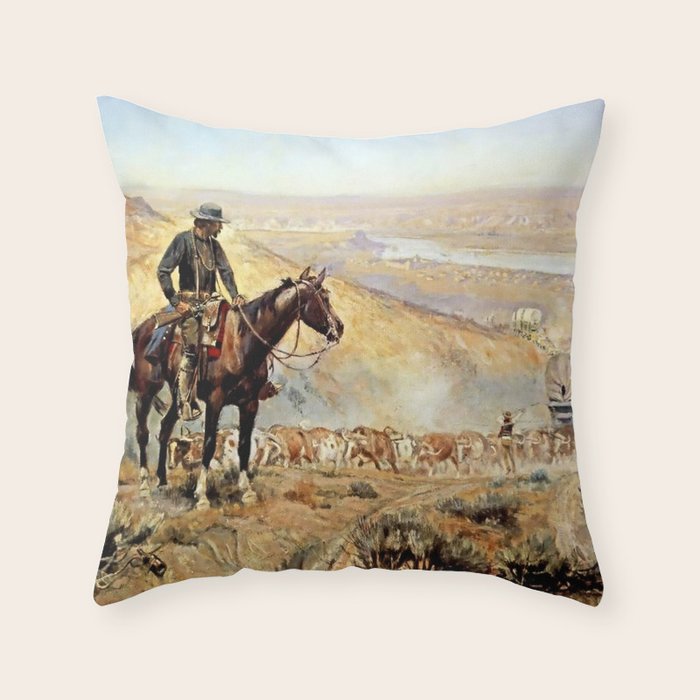 âThe Wagon Bossâ by Charles M Russell Throw Pillow Gallery Image 6