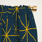 Stella - Atomic Age Mid Century Modern Pattern in Light Mustard Yellow and Navy Blue Window Curtain Gallery Image 2