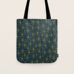 Stella - Atomic Age Mid Century Modern Pattern in Light Mustard Yellow and Navy Blue Tote Bag Gallery Image 1