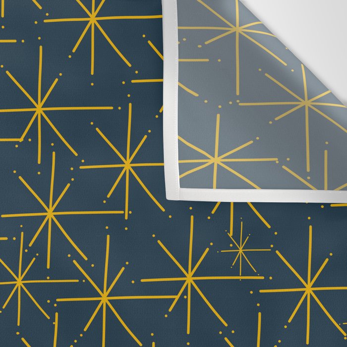 Stella - Atomic Age Mid Century Modern Pattern in Light Mustard Yellow and Navy Blue Wall Tapestry Gallery Image 3