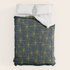 Stella - Atomic Age Mid Century Modern Pattern in Light Mustard Yellow and Navy Blue Duvet Cover Gallery Image 6