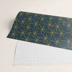 Stella - Atomic Age Mid Century Modern Pattern in Light Mustard Yellow and Navy Blue Wrapping Paper Gallery Image 2
