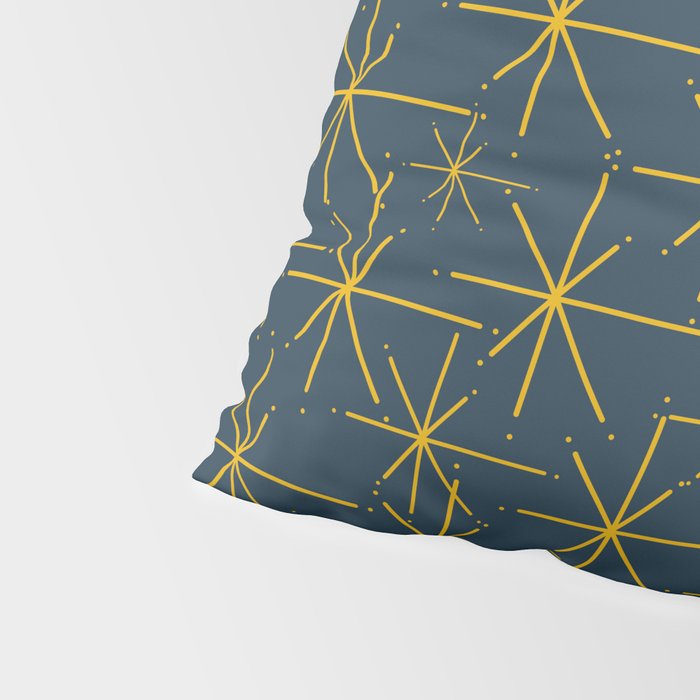 Stella - Atomic Age Mid Century Modern Pattern in Light Mustard Yellow and Navy Blue Pillow Sham Gallery Image 4