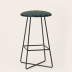 Stella - Atomic Age Mid Century Modern Pattern in Light Mustard Yellow and Navy Blue Stool Gallery Image 1