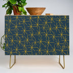 Stella - Atomic Age Mid Century Modern Pattern in Light Mustard Yellow and Navy Blue Credenza Gallery Image 1