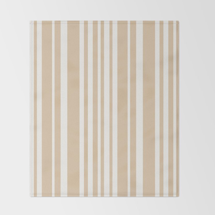 Classic Stripes XLIII - Neutral Tan Throw Blanket Gallery Image 2