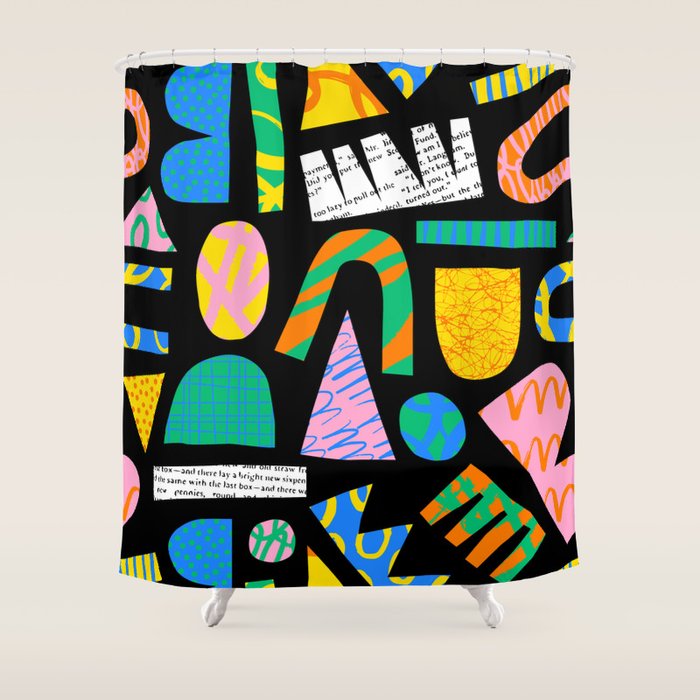 Modern abstract collage art shapes pattern  Shower Curtain Gallery Image 1