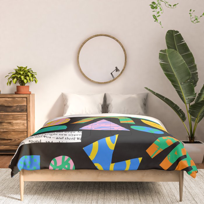 Modern abstract collage art shapes pattern  Comforter Gallery Image 3