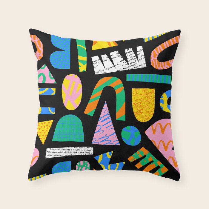 Modern abstract collage art shapes pattern  Throw Pillow Gallery Image 1