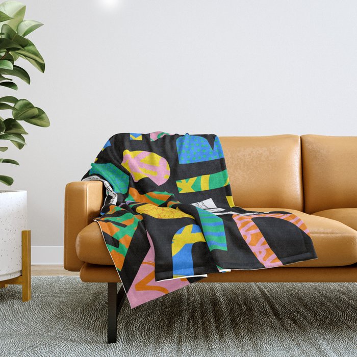 Modern abstract collage art shapes pattern  Throw Blanket Gallery Image 1