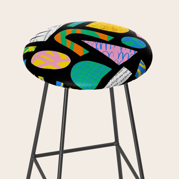 Modern abstract collage art shapes pattern  Stool Gallery Image 2