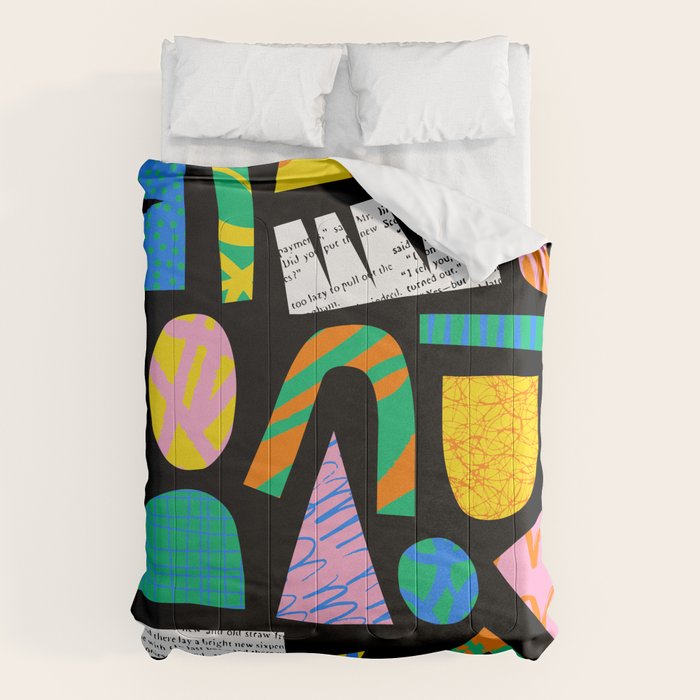 Modern abstract collage art shapes pattern  Comforter Gallery Image 6