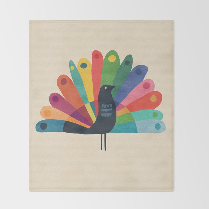 Whimsical Peacok Throw Blanket Gallery Image 2