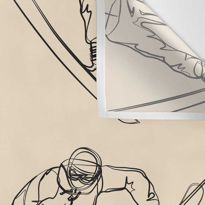 Minimal Skiers Line Art 2 Wall Tapestry Gallery Image 3