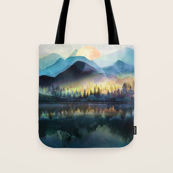 Mountain Lake Under Sunrise Tote Bag Gallery Image 1