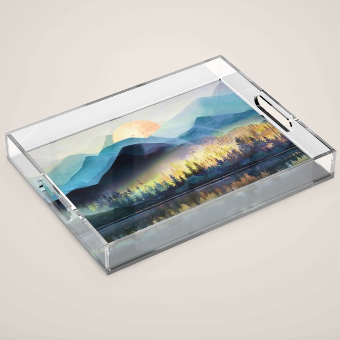 Mountain Lake Under Sunrise Acrylic Tray Gallery Image 1