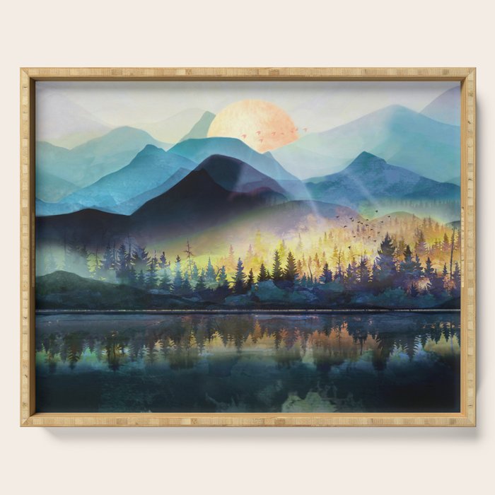 Mountain Lake Under Sunrise Serving Tray Gallery Image 1