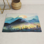 Mountain Lake Under Sunrise Rug Gallery Image 1