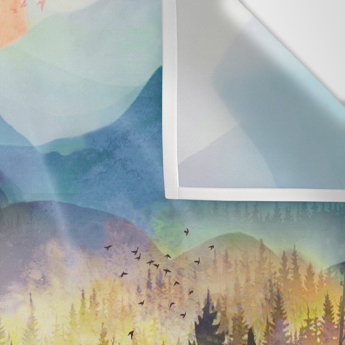 Mountain Lake Under Sunrise Wall Tapestry Gallery Image 3