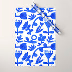 Abstract blue nature flower art pattern Wrapping Paper Gallery Image 1
