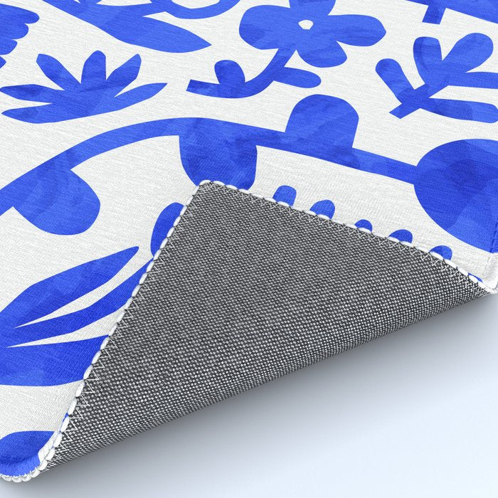 Abstract blue nature flower art pattern Rug Gallery Image 4