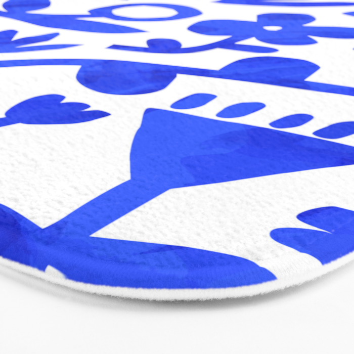 Abstract blue nature flower art pattern Bath Mat Gallery Image 3