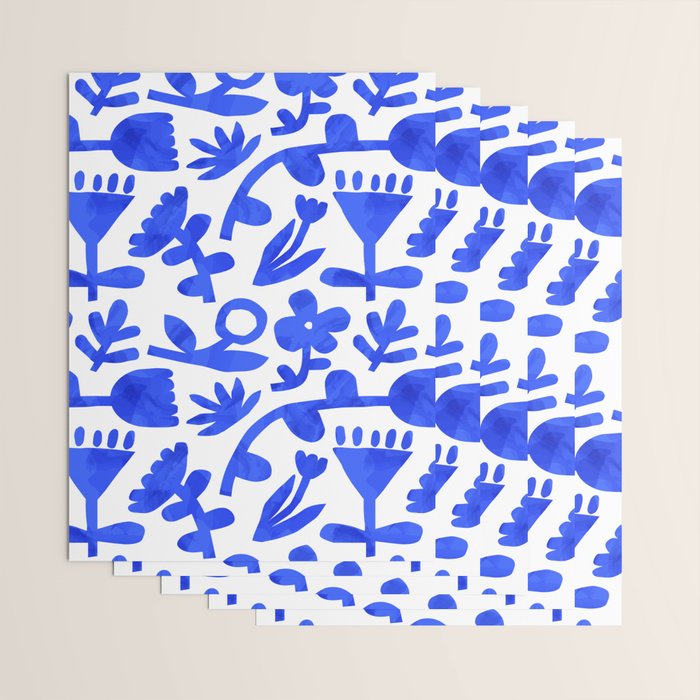 Abstract blue nature flower art pattern Wrapping Paper Gallery Image 3