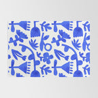 Abstract blue nature flower art pattern Rug Gallery Image 2