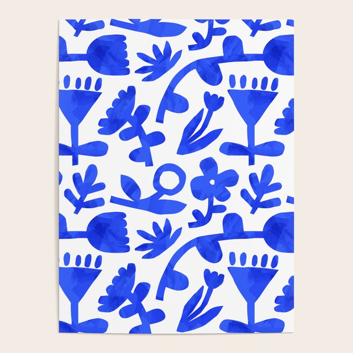 Abstract blue nature flower art pattern Poster Gallery Image 4