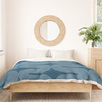 Mid Century Modern Geometric 101 in night Blue (Rainbow Abstract) Duvet Cover Gallery Image 3